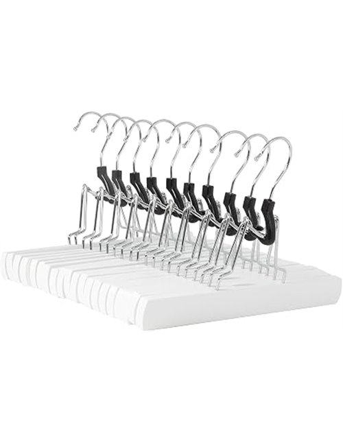 Amazon Basics Perchas de madera para pantalones, 10 unidades, Blanco