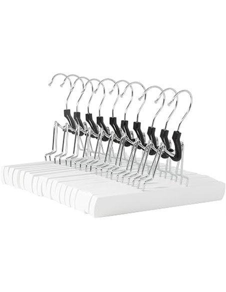 Amazon Basics Perchas de madera para pantalones, 10 unidades, Blanco