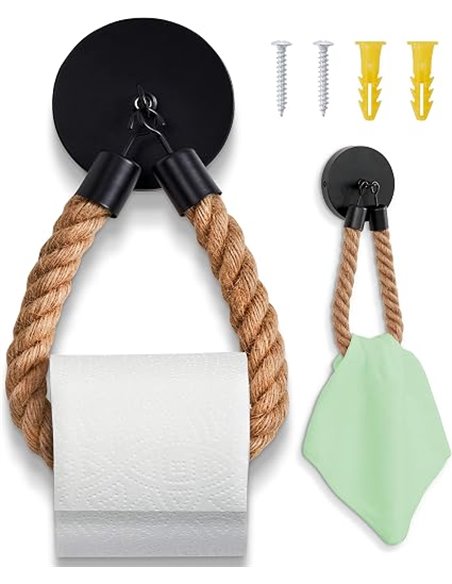 Hennez Portarollos Papel Higiénico Utilizable como Toallero, Fijación con Tornillos - Soporte Papel Higiénico Rollo Papel Indust