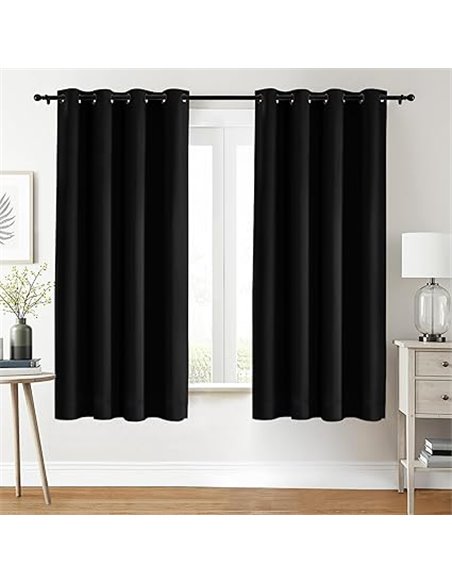 Utopia Bedding Opacas Cortinas Salon Modernas 2 Piezas 117x183 cm, Negro - Cortinas Térmicas Aislantes Frío Calor y para Dormito