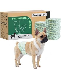 Gardner Pet Pañales Desechables para Perros Macho S-30 Unidades, con Indicador de Humedad, Diseño de 6 Capas Antifugas, Ideales 