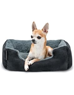 lionto Cama perros cojín perros cesta perros con cojín tamaño (S) 50x37 cm gris/negro
