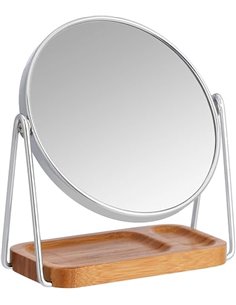 Amazon Basics Redondo, Vanity Mirror Montaje en Mesa, 18.3L x 8.5W cm, Cromado