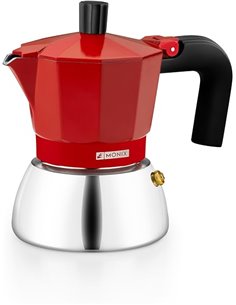 Monix Induction Inox | Cafetera Italiana de Aluminio y Acero Inoxidable, 3 tazas de capacidad, Mango termorresistente, Fácil de 