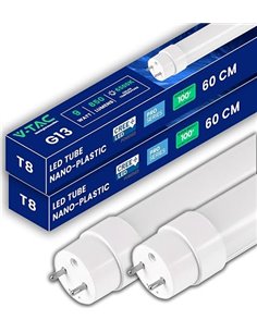 V-TAC 2 x LED Tubes 60 cm – T8 G13-9W – [ High Efficiency CREE LED Chip ] – 850 Lumens – LED Tubes for Ceiling, Wall, Garage – L