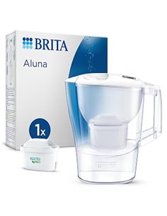 BRITA Jarra con filtro de agua Aluna blanca (2,4 l) incl. 1x cartucho MAXTRA PRO All-in-1:jarra adaptable al frigorífico con LTI