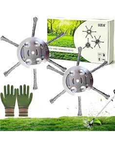 2 piezas de alambre de acero con guantes, accesorios para desbrozadora, cepillo para desbrozadora, cepillo para desbrozadora, co