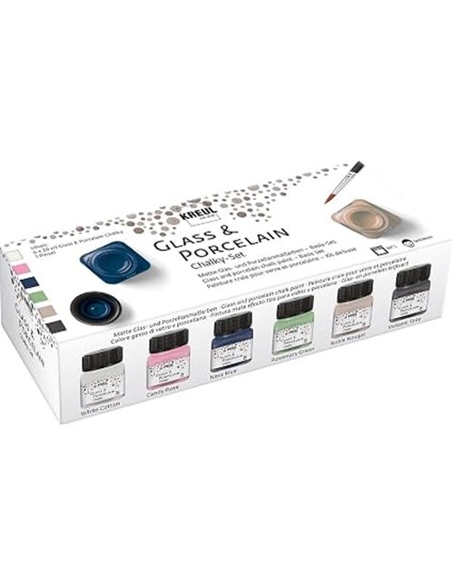 KREUL 16602 - Pintura a la tiza para vidrio y porcelana Juego de 6 botes de pintura a la tiza para vidrio y porcelana de 20 ml c
