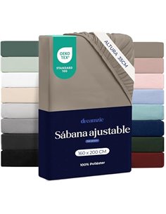 Dreamzie Bed Sheet Set 160 x 200 – Bonnet 35 cm – Soft Microfibre – for Thick Mattresses – Oeko-Tex Certified – Linen