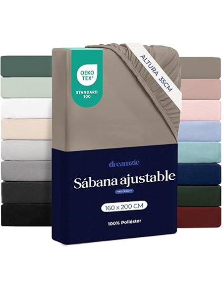 Dreamzie Bed Sheet Set 160 x 200 – Bonnet 35 cm – Soft Microfibre – for Thick Mattresses – Oeko-Tex Certified – Linen