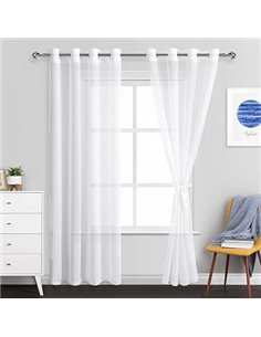 JIUZHEN Rosette - Cortinas traslúcidas Color Blanco – Cortinas semitransparentes con Ojales para Ventana de Dormitorio, Sala de 