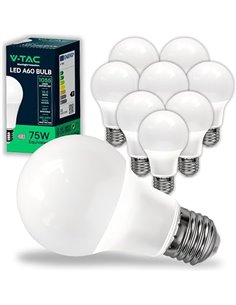 V-TAC 10x Bombillas LED E27, Edison - A60 10,5W (Equivalente a 75W) - 1055 Lumen - 6500K Blanco Frìo - Apertura del Haz de Luz 2