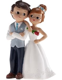 Dekora - Decoracion Boda | Figuras Novios para Tarta de Boda - Pareja con Flor