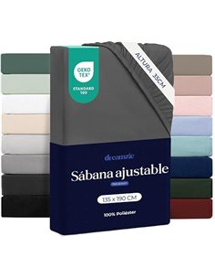 Dreamzie Sheets 135 x 190 cm – Bonnet 35 cm – Soft Microfibre – for Thick Mattresses – Oeko-Tex Certified – Dark Grey