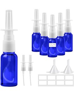 6 Pieces 30ml Nasal Spray Bottles, Glass Nasal Spray Bottle, Empty Spray Bottles with Funnel, Stickers, Sprinklers for Essential