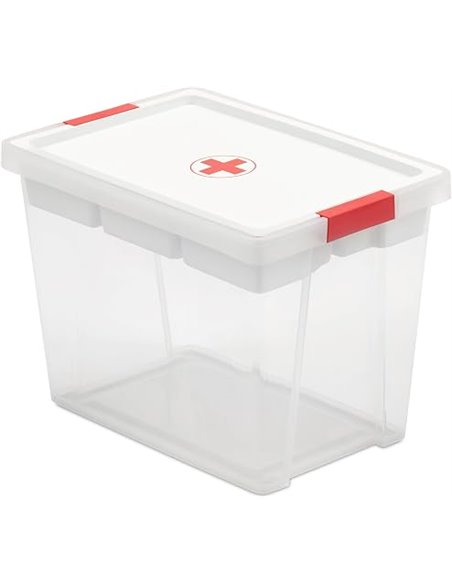 Tatay Caja Botiquín 15L | Caja Almacenaje Plastico con Bandeja de 5 Compartimentos | Tapa con Bisagra Incluida | Asas Ergonómica