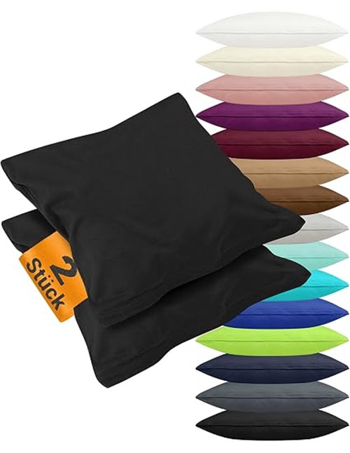 npluseins 2X Funda cojin 40x60, 100% algodón Jersey, Fundas de Cojines con diseño Liso y Transpirable, con Cremallera, 1179.1539
