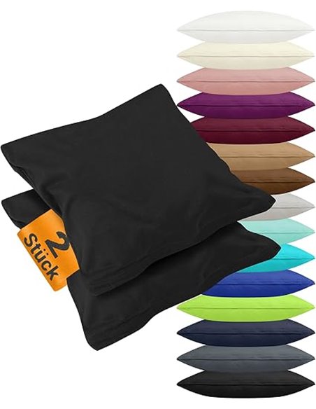 npluseins 2X Funda cojin 40x60, 100% algodón Jersey, Fundas de Cojines con diseño Liso y Transpirable, con Cremallera, 1179.1539