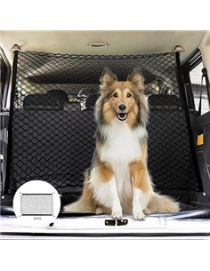 Dog Mesh for Car Boot Double Layer Dog Boot Net with 4 Hooks Foldable Storage Net 120 x 90 cm