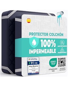 Protector Colchón 90 x 190 cm Funda Colchón Impermeable de Algodón Sábana Impermeable Protectora para Cama Cubre Colchón Transpi
