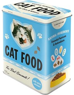 Nostalgic-Art Caja de Almacenamiento Retro L, Cat Food – Love Mix – Idea de Regalo para dueños de Gatos, Lata Grande, Diseño Vin