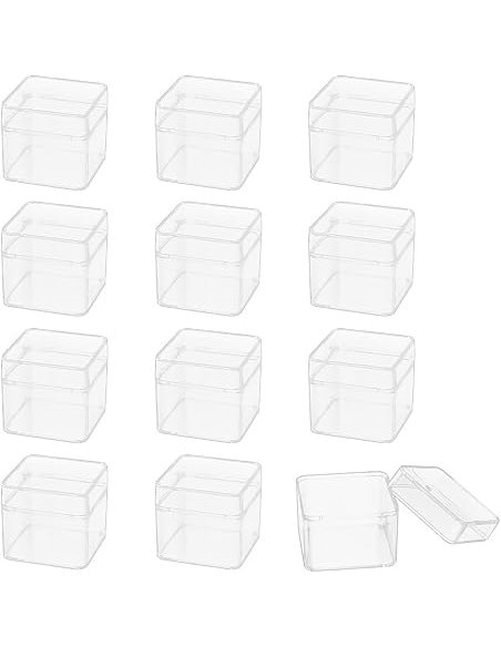 12 Piezas Caja Acrílica Con Tapa,Cajas De Exhibición De Acrílico Transparente,Caja de Presentación Transparente,para guardar dul