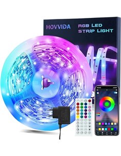 HOVVIDA Tira LED 10M, 30 LED/Metro, 1x10M, 24V RGB Luces LED, 300 LED, APP y Mando a distancia, Modo de Música, LED para Habitac