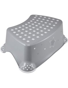 keeeper Taburete Escalón Estrellas, De 18 Meses a 10 Años, Antideslizante, 40,5x28,5x14 cm, Tomek, Gris