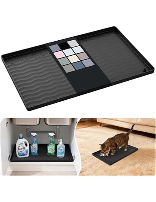 URMONA Under Sink Mat, Waterproof Shelf Liner for Kitchen and Bathroom, Cabinet and Countertop Protector, Organizer and Storage 