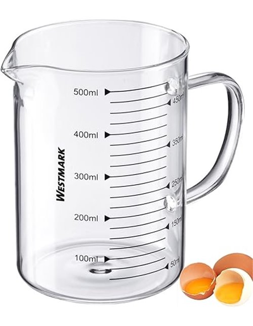 Westmark Jarra Medidora de Vidrio, Para Medir Ingredientes, Segura para Microondas, Resistente al calor, Asa Ergonómica, 500 ml