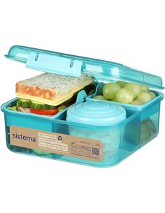 Sistema To Go fiambrera bento | Fiambrera con tarrina para yogur o fruta | Plástico con destino al océano | 1,25 l | Verde Azula