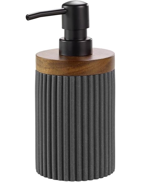 Douceur d'Intérieur Niagara Soap Dispenser Diameter 8 x 17 cm Anthracite Polyresin Acacia