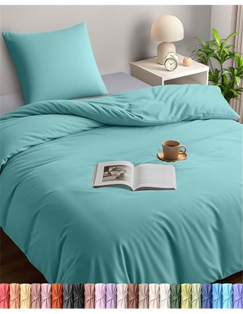 Utopia Bedding Funda Nordica Cama 90 - Microfibra Juego de Funda de Edredon 135x200 cm y 1 Funda de Almohada 80x80 cm (BLU SPA)