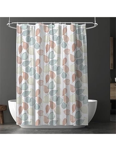 URAQT Cortina de Ducha, Cortina Baño Tela Impermeable Antimoho con 12 Anillos, EVA Shower Curtain Lavable, Cortina Bañera para B