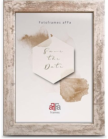 aFFa frames, Hekla, Marco de fotos de MDF, Fácil de limpiar, Rectángulo, Con frente de cristal acrílico, Pino blanqueado, 15 x 2