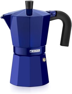 Monix Cobalto | Cafetera Italiana, 6 Tazas, Color Cobalto, Aluminio, 10 cm