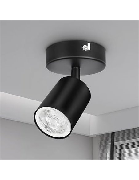 Foco de Pared GU10 para Interior, Focos para el techo Negro Ajustables y Giratorios, Lámpara de Pared GU10 Orientales para Cocin
