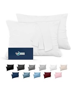 Dreamzie Pillowcases (Set of 2) - for Pillows 40 x 70 cm, Alabaster White, Microfiber (100% Polyester) - Quality Cushion Covers 