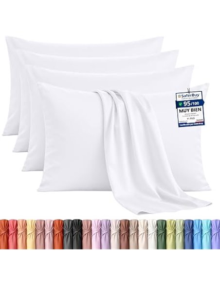 Utopia Bedding – Juego de 4 Fundas de Almohada – 40 x 60 cm – Oeko-Tex – Microfibra cepillada, 100% poliéster, con Cierre Tipo s