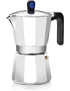 Monix Induction Express | Cafetera italiana inducción, aluminio, capacidad 6 tazas, color plata