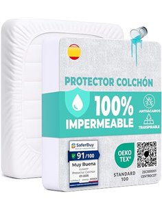 Protector Colchón 60x120 cm Funda Colchón Impermeable de Algodón Sábana Impermeable Protectora para Cuna Cubre Colchón Transpira