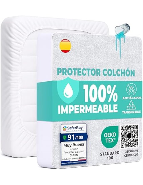 Protector Colchón 60x120 cm Funda Colchón Impermeable de Algodón Sábana Impermeable Protectora para Cuna Cubre Colchón Transpira