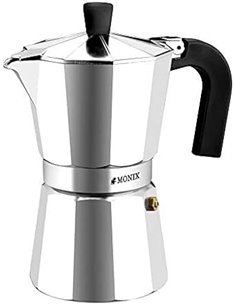 Monix Vitro Express | Cafetera de aluminio 6 tazas, apta para todo tipo de cocinas excepto inducción