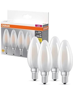 OSRAM LED BASE B40, paquete de 4 bombillas, reemplaza bombillas incandescentes tradicionales de 40W, 4W, blanco cálido (2700K), 