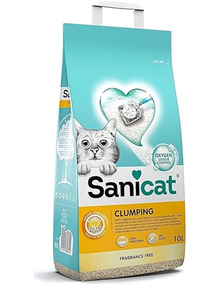 Sanicat - Arena para Gatos Aglomerante Sin perfume | Hecha de minerales naturales con control de olor garantizado | Absorbe la h