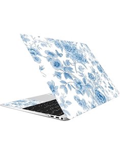 CREATCABIN Adhesivo decorativo para portátil con diseño de flores azules para netbook, 30.5 cm, 33.0 cm, 33.8 cm, 35.6 cm, 38.1 