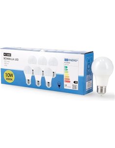 M Ledme - Pack of 6, LED Bulb E27 A60 10W, Warm Light (3000k), E27 Socket, 820 Lumen, IP20, Beam Opening 200°, Energy Efficiency