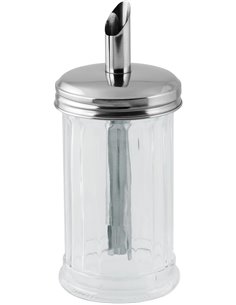 Fackelmann Bistro Sugar Dispenser, Glass and Stainless Steel, Large Sugar Bowl, Sugar Jar, Elegant Sugar Bowl, 7.5 x 17 cm, 350 