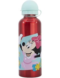 Stor 530ml Disney Minnie Graphics Aluminum Kids Bottle with Safety Lid, Spout, Washable and Reusable
