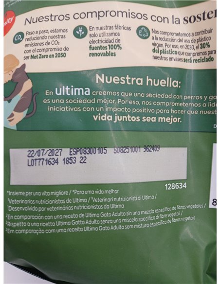 Ultima Bolas de pelo Pavo, Comida seca para gatos, Pack de 4 x 1,5kg, Total 6kg